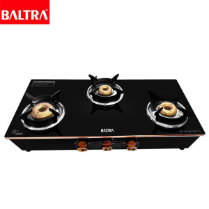 BALTRA Gas Stove | Jasper | BGS 193 | 7mm rose gold beeding glass | Heavy flameguard pan support | Premium forged brass burners | Including 1 jumbo burner | SS knobs & SS legs | Automatic ignition | SS drip tray & and brass nozzle | 24 months warranty