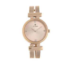 Titan Rose Gold Dial Stainless Steel Analog Watch for Women