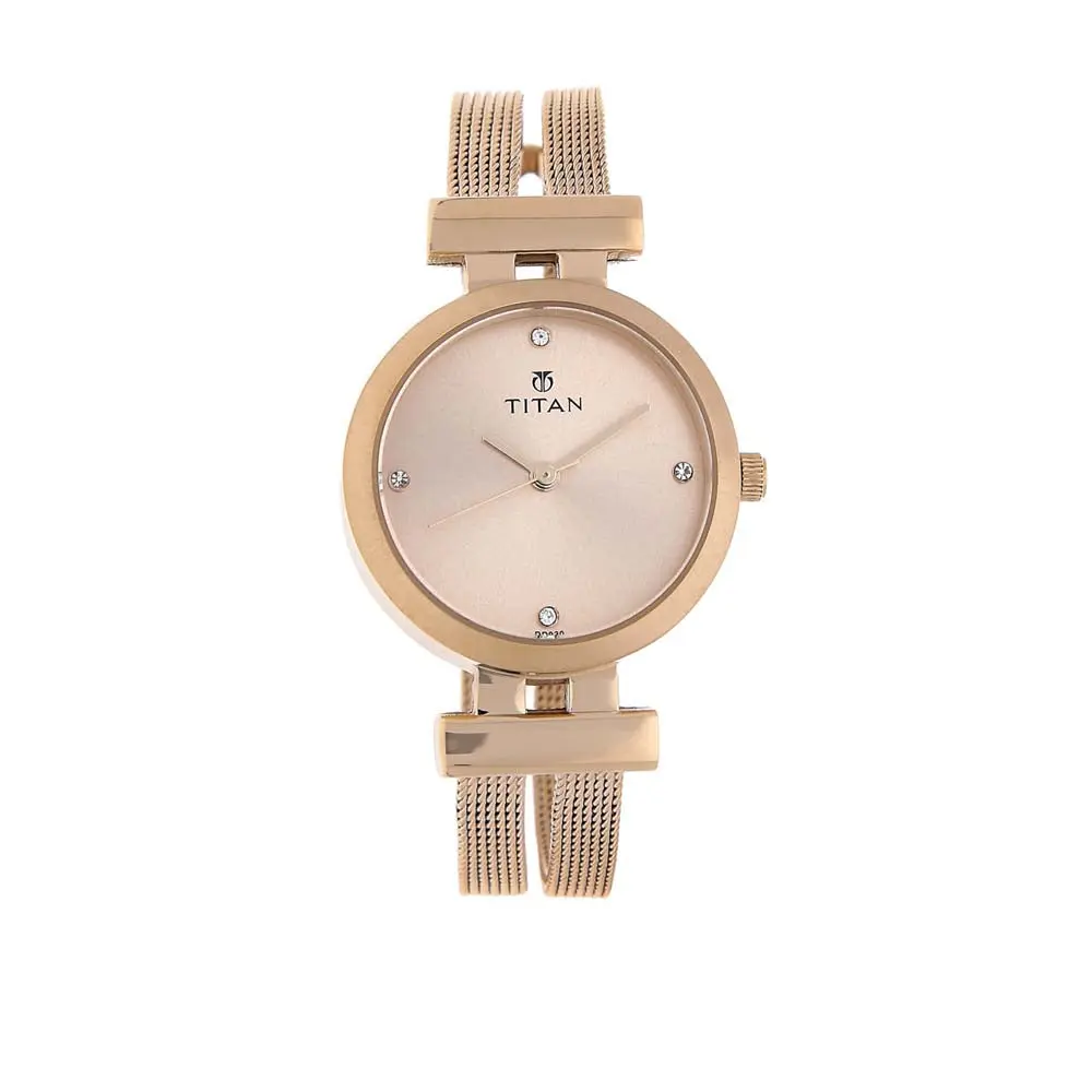 Titan Rose Gold Dial Stainless Steel Analog Watch for Women