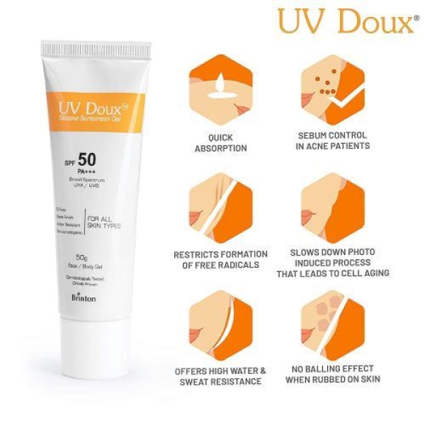UV Doux Silicone Sunscreen Gel SPF 50 - 50gm - Image 4