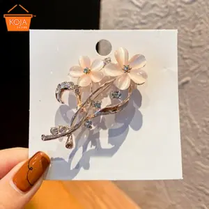 KOJA Korean Stylish Floral Shape Jewellery Golden Plated Brooches for Women