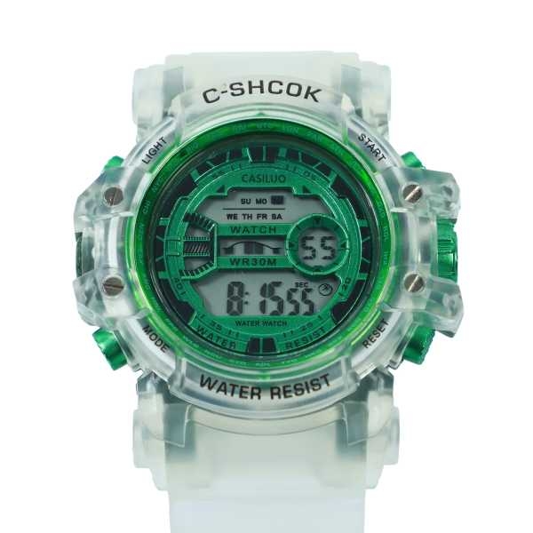Green And White Color Digital LED Display,Auto Date Watch For Kids - Image 2