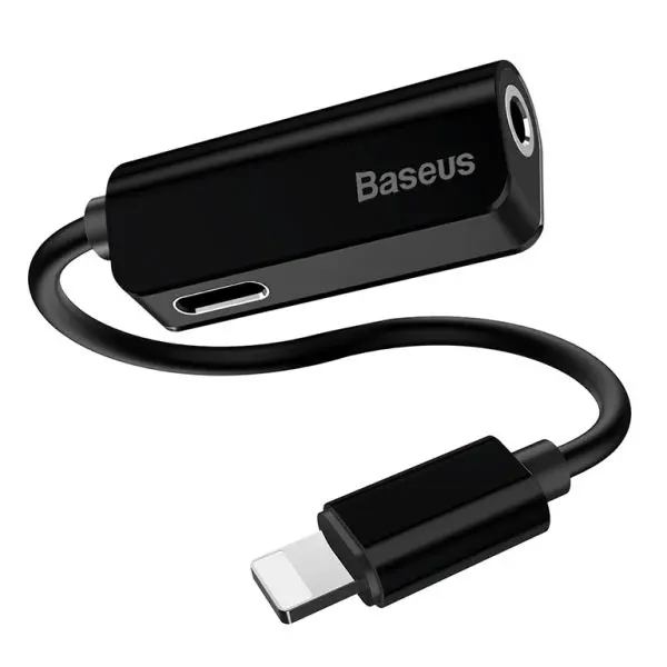 Baseus L32 IP Male to 3.5mm+IP Female Adapter Black – CALL32-01- 6 Months Warranty