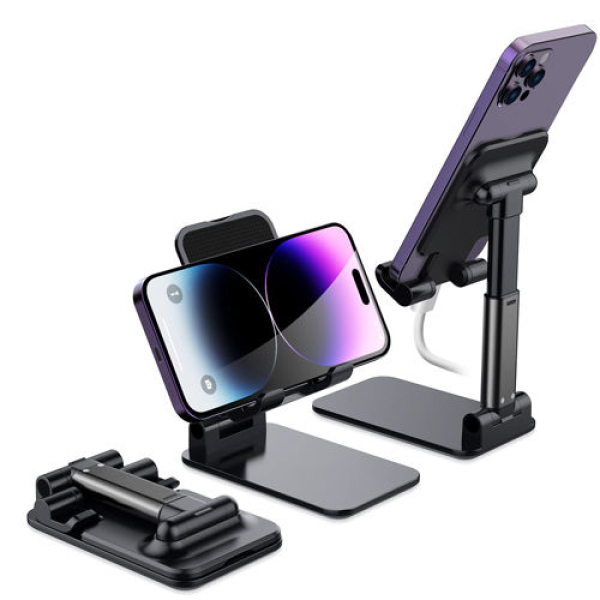 Adjustable Foldable Mobile Stand for Phones, Universal Compatibility, Anti-Slip, Portable Desk/Tabletop Holder with Charging Port - Image 2