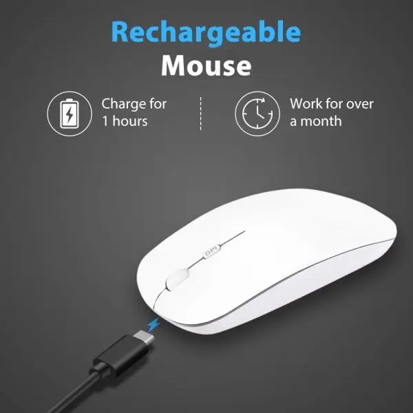 Ultra-Thin 2.4G Office Wireless Mouse Mute Charging Mouse Notebook Home Mouse With USB Receiver - Image 2