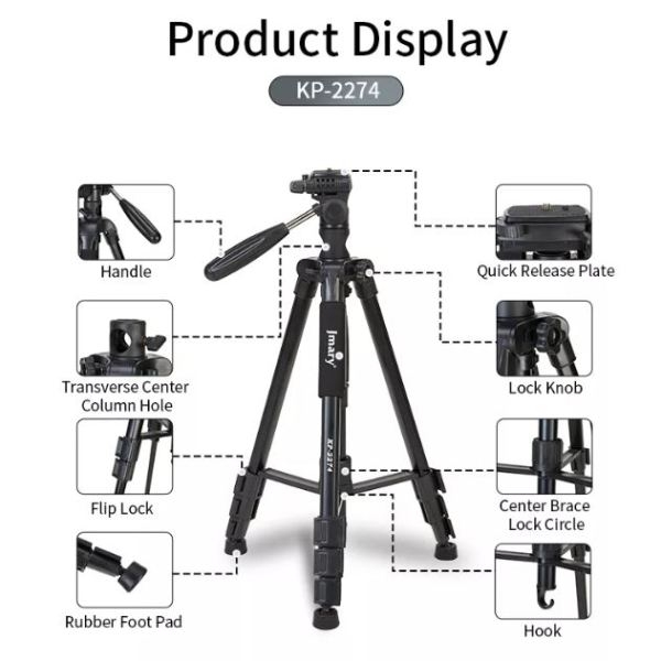 Jmary KP 2274 Multifunctional Professional Tripod - Image 5