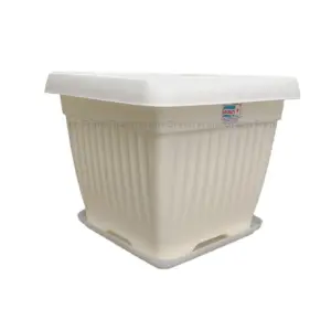 4 Sets Of Beautiful Square Planter 8" ( With Plate ) For Indoor And Outdoor Garden