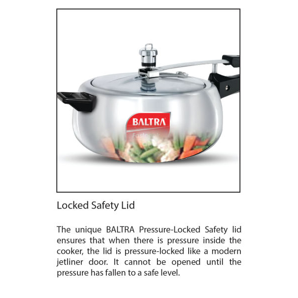 BALTRA Pressure Cooker | Foodie Regular Pressure Cooker |5L | Automatic safety valve | Better pressure regulation | Rust proof components, stay cool handles |New improved vent weight | 7 years warranty - Image 5