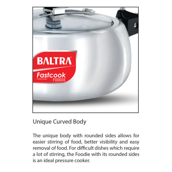 BALTRA Pressure Cooker | Foodie Regular Pressure Cooker |5L | Automatic safety valve | Better pressure regulation | Rust proof components, stay cool handles |New improved vent weight | 7 years warranty - Image 2