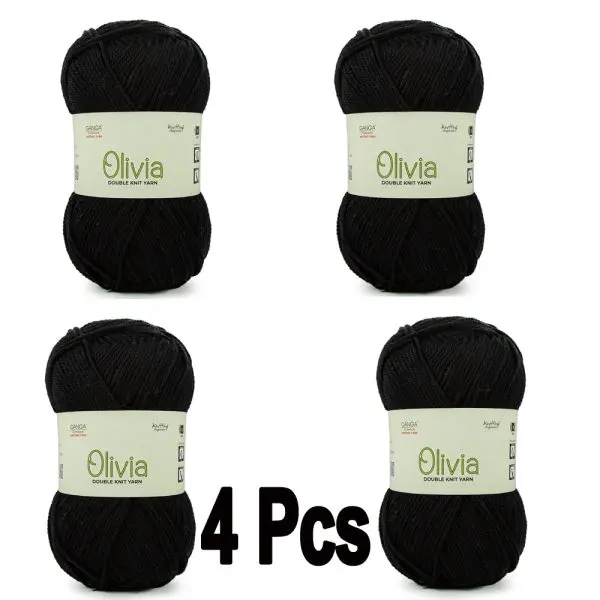 4 PCs Olv006 PCs Ganga Black Yarn For Knitting