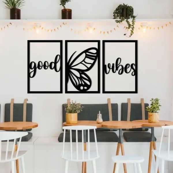 Good Vibes Aesthetic Wooden Wall Canvas Beautiful Wall Decor Ideal Size (3ft) in Black - Image 5