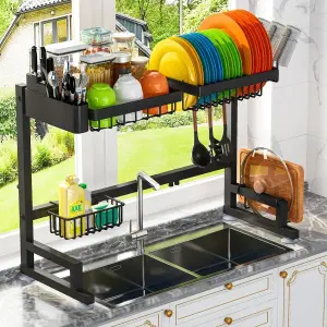 Kitchen Stainless Steel Sink Drain Rack Kitchen Shelf DIY Dishes Cutlery Dry Drain Rack 2 Layer Storage Rack Pantry Organizer