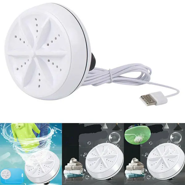Portable Mini Washing Machine Ultrasonic Turbine Clothes Washer for Travel Home - Image 3