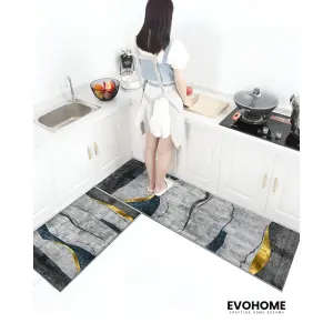 Large Size 2 Piece Set Kitchen mat, Non Slippery, Easy Clean, Water Absorbing (148/48cm - 78/48cm)