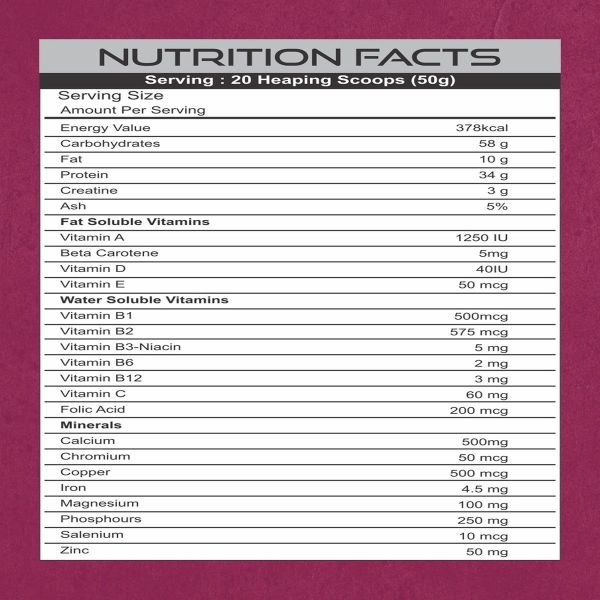 Bigrock Nutrition Muscle Mass HD Advanced Mass Gainer 1kg - Image 3