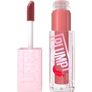 MAYBELLINE Lifter Gloss Lifter Plump, Plumping Lip Gloss with Chili Pepper and 5% Maxi-Lip, Peach Fever, Peachy Nude Cream 005 by Genuine Collection