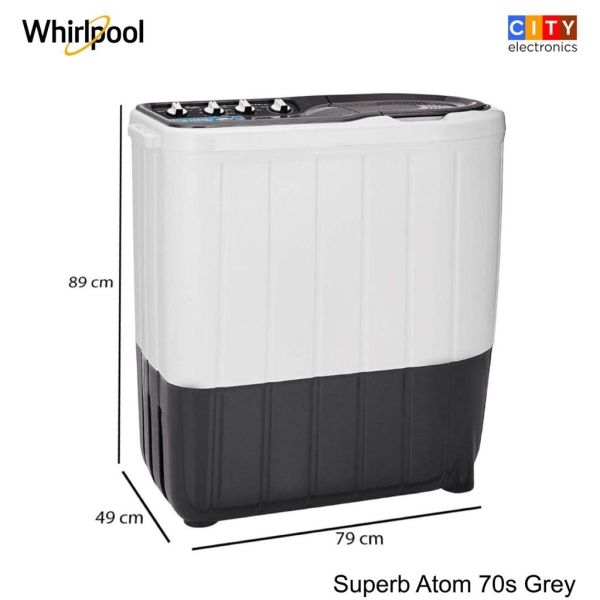 WHIRLPOOL Superb Atom 7 Kg Semi Automatic Washing Machine With Turbo Scrub Technology (Superb Atom 70S Grey) - Image 4