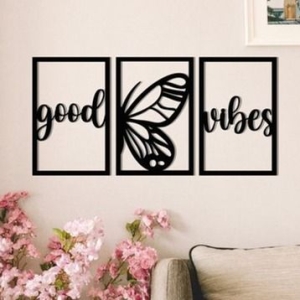 Good Vibes Aesthetic Wooden Wall Canvas Beautiful Wall Decor Ideal Size (3ft) in Black