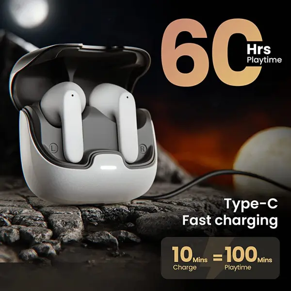 Daewoo Excite101 Earbuds | 15 Months Warranty | 60 Hrs Playtime | Extra Bass | Fast Charge | Type-C | ENC | IPX5 - Image 2