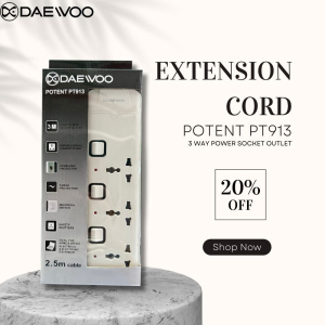 Daewoo Multiplug | Daewoo Extension Cord | 3 Way Out Sockets | 2.5m Long Cable | 3 Charging ports | Overload Protector | Hot selling | Hot trendy item | Hot Sales | C-type charging | A-type Charging & Chargers | Daewoo Multi plug