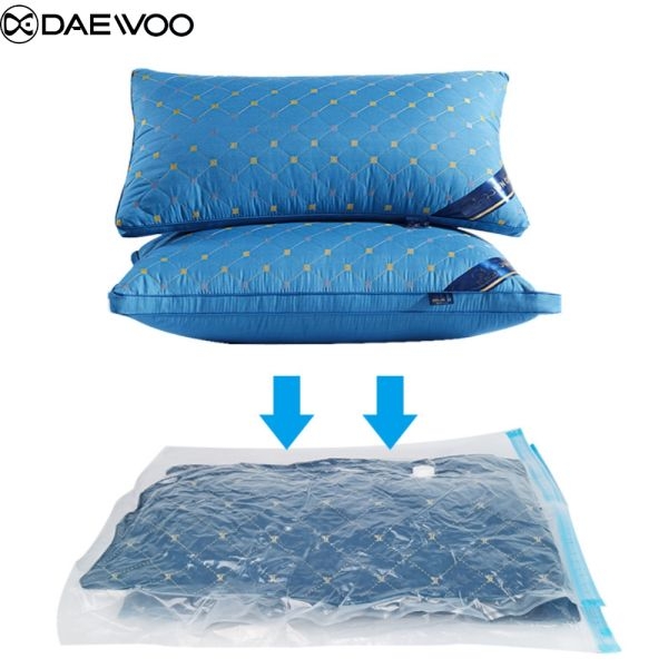 Daewoo Pack of 5 Reusable Ziplock Vacuum Storage Space Saver Bags with Travel Hand Pump for Clothes | Vaccum Storage Space Saver Bag - Image 4