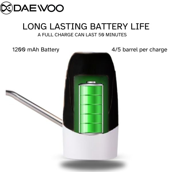 Daewoo Rechargeable Automatic Water Jar Pump, Battery Operated Jar Pump, Dispenser Pump, Dispensing Water, Automatic Water Dispenser, Automatic Water Jar Pump, Easy Water Dispensing - Image 2