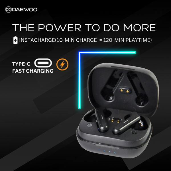 Daewoo Thrill 102 Earbuds | 50Hr Playtime | Bluetooth 5.3 | High Bass | IPX5 Water-Resistant | 10mm Driver | ENC | InstaCharge | Touch Control | Voice Assistant | Compact Design - Image 3