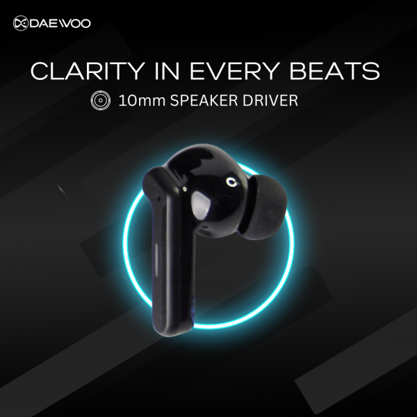 Daewoo Thrill 102 Earbuds | 50Hr Playtime | Bluetooth 5.3 | High Bass | IPX5 Water-Resistant | 10mm Driver | ENC | InstaCharge | Touch Control | Voice Assistant | Compact Design - Image 4
