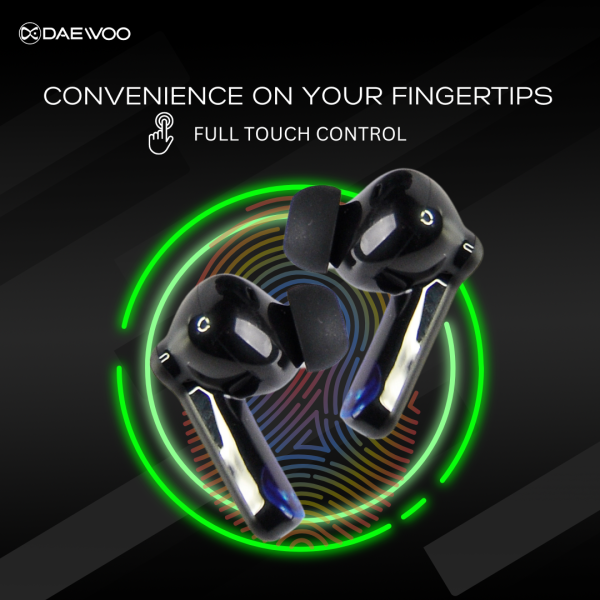 Daewoo Thrill 102 Earbuds | 50Hr Playtime | Bluetooth 5.3 | High Bass | IPX5 Water-Resistant | 10mm Driver | ENC | InstaCharge | Touch Control | Voice Assistant | Compact Design - Image 5