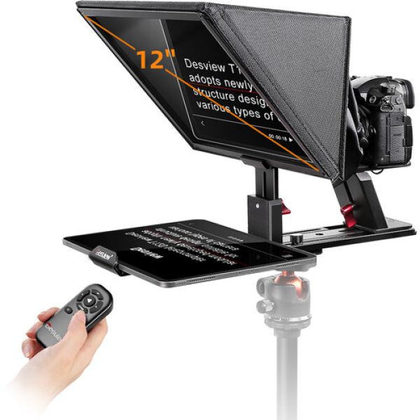 Desview T12S 12.9in Portable Teleprompter for Phone Tablets with Remote Control - Image 2
