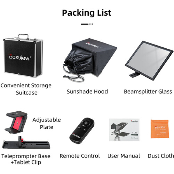 Desview T12S 12.9in Portable Teleprompter for Phone Tablets with Remote Control - Image 8