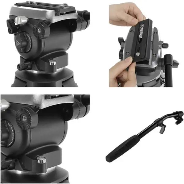 E-Image EK650 Professional Compact Tripod with Fluid Head (75mm) - Image 3
