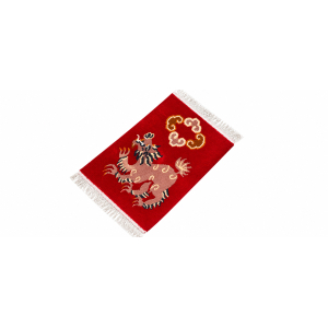 Handmade Nepali Woolen Carpet 60 Knots - Red Traditional Tibetan Dragon Design Rug (44 Cm x 64 Cm)