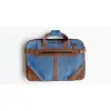 Hemp & Cotton Office Bag with Leather Accents - Multi-Compartment Laptop Briefcase - Handcrafted in Nepal - Eco-Friendly Professional Bag
