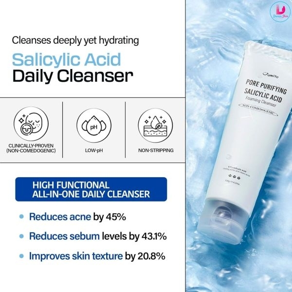Jumiso Pore Purifying Salicylic Acid Foaming Cleanser for All Skin Types Fragrance Free 120g - by Dream Skin Nepal - Image 2