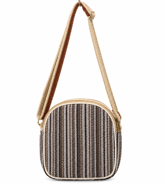 Nepal-Crafted Cotton & PU Leather Crossbody: Unisex Style & Durable Comfort - Image 3