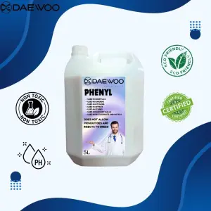 Phenyl | 5 Ltr | Daewoo White Phenyl | Daewoo Chemicals | Fragrance Phenyl | Hospital And Household Use | Clean And Hygienic Surroundings | Insects Remover