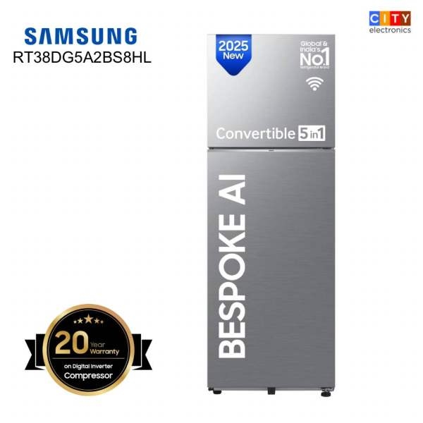 SAMSUNG 350 Litres Bespoke 5 In 1 Convertible AI WiFI Double Door Refrigerator RT38DG5A6BS8HL - Image 2
