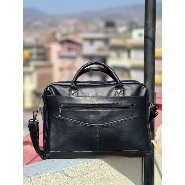 Men's Office Bag Briefcase Bag File Bag Laptop Bag Travel Document Bag PU leather Side Bag - Image 2