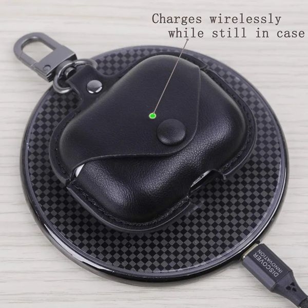 AirPods Pro Case Cover |Leather Protective Case With Button Lock &  Metal Lock Keychain - Image 3