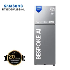 SAMSUNG 350 Litres Bespoke 5 In 1 Convertible AI WiFi Double Door Refrigerator RT38DG5A6BS8HL