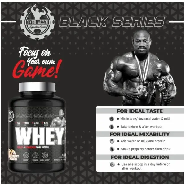 Dexter Jackson Signature Series Black Series Whey Protein Isolate & Hydrolyzed | Chocolate Splash Flavor | 76 Servings, 5 Lbs - Image 4