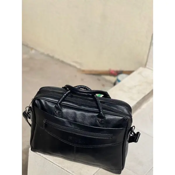Men's Office Bag Briefcase Bag File Bag Laptop Bag Travel Document Bag PU leather Side Bag - Image 3