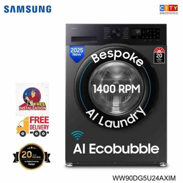 SAMSUNG WW90DG5U24AXIM 9 Kg Washing Machine With AI Eco Bubble WiFi Embedded & Smart Thing Connectivity - Image 2