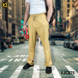 VIRJEANS (VJC875) Stretchable Linen Summer Trouser For Men- Khaki
