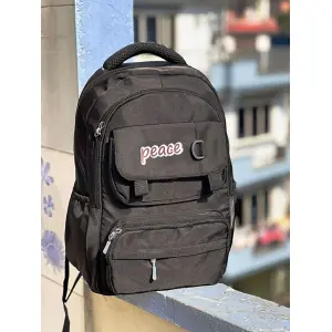 Stylish Bagpack For Men | Peace Stylish Black Backpack for School, College & Travel | Durable Multi-Pocket Laptop Bag