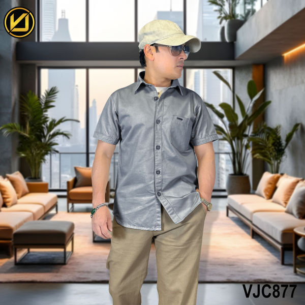 VIRJEANS (VJC877) Summer Cotton Half Shirt For Men- Blue - Image 5
