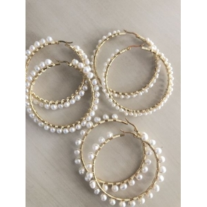 Pearl Hoop Earring Set of 3