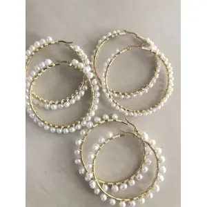 Pearl Hoop Earring Set of 3