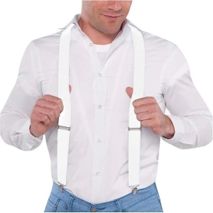 White Elastic Suspenders For Men